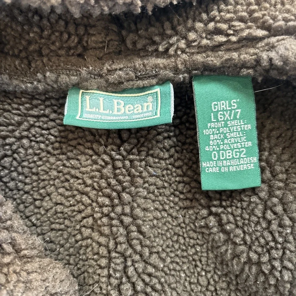VTG LL Bean Faux Shearling Coat Little Girls 6X/7‎ Dark Brown Adorable Cozy EUC